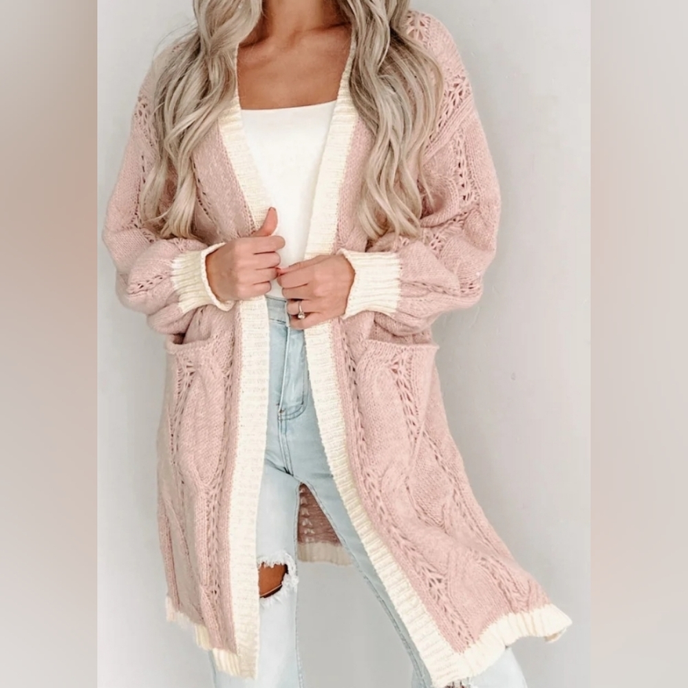 Color block long cardigan